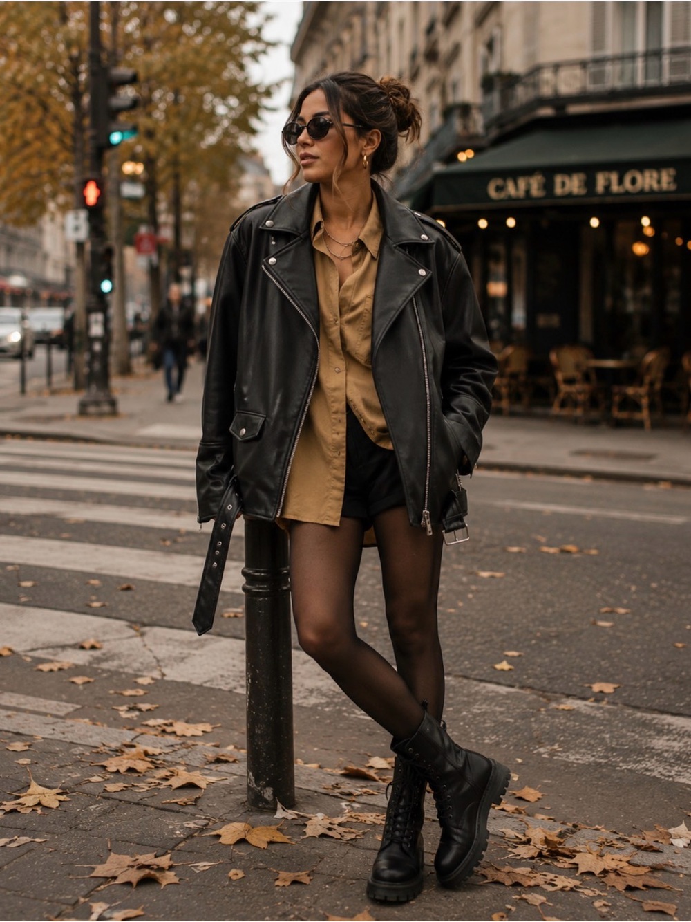 H&M black vegan leather moto jacket. Size XS